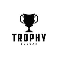 Trophy Logo, Sports Tournament Championship Cup Design. Minimalist Antique Victory Award vector