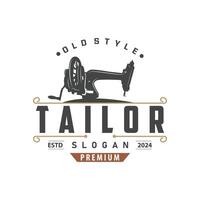 Tailor Logo, Needle and Thread, Retro Vintage Simple Minimalist Old Inspiration Design vector