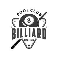 Billiard Logo Minimalist Design Ball and Stick Symbol Illustration Template vector