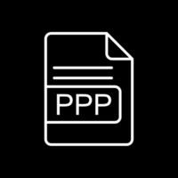 ppp archivo formato línea invertido icono diseño vector