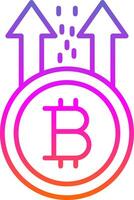 Bitcoin Rise Line Gradient Icon Design vector