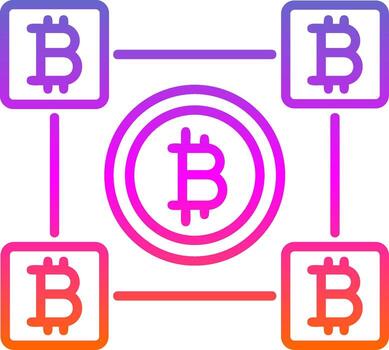Bitcoin Blocks Line Gradient Icon Design vector