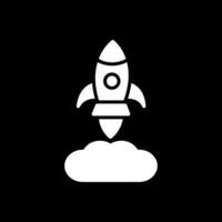 Rocket Launch Glyph Inverted Icon Design vector