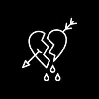 Broken Heart Line Inverted Icon Design vector