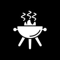 parrilla glifo invertido icono diseño vector