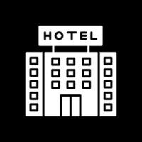 hotel glifo invertido icono diseño vector