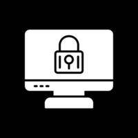 Locked Computer Glyph Inverted Icon Design vector