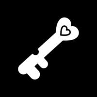 Love Key Glyph Inverted Icon Design vector