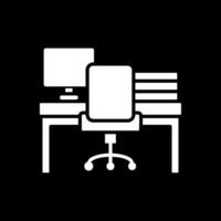 espacio de trabajo glifo invertido icono diseño vector