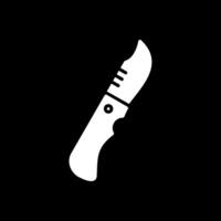 cuchillo glifo invertido icono diseño vector