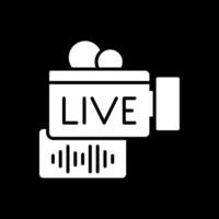 Live Stream Glyph Inverted Icon Design vector