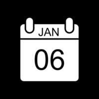 January Glyph Inverted Icon Design vector