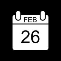 February Glyph Inverted Icon Design vector