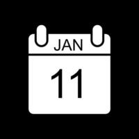 January Glyph Inverted Icon Design vector