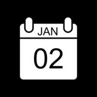 January Glyph Inverted Icon Design vector