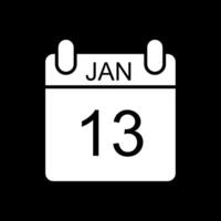 January Glyph Inverted Icon Design vector