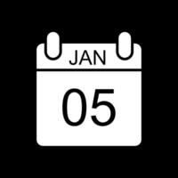 January Glyph Inverted Icon Design vector