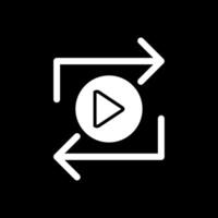 Replay Glyph Inverted Icon Design vector