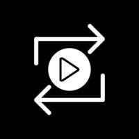 Replay Glyph Inverted Icon Design vector