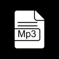 mp3 archivo formato glifo invertido icono diseño vector