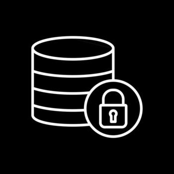 seguro base de datos línea invertido icono diseño vector