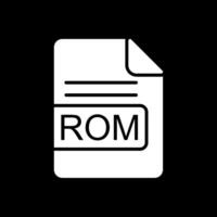 ROM archivo formato glifo invertido icono diseño vector