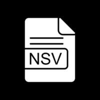 NS V archivo formato glifo invertido icono diseño vector