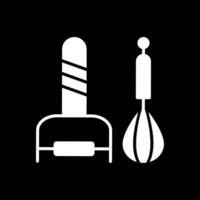 cocina utensilios glifo invertido icono diseño vector