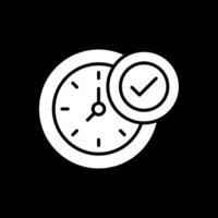 reloj glifo invertido icono diseño vector