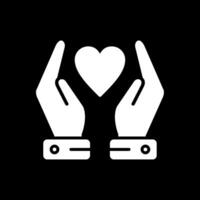 Hands Holding Heart Glyph Inverted Icon Design vector