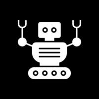 robot glifo invertido icono diseño vector