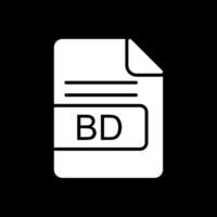 bd archivo formato glifo invertido icono diseño vector