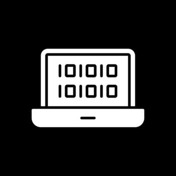 binario código glifo invertido icono diseño vector