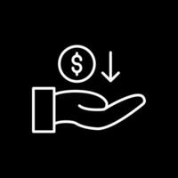 recibir dinero línea invertido icono diseño vector