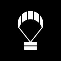 parapente glifo invertido icono diseño vector