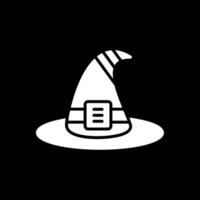 bruja sombrero glifo invertido icono diseño vector