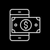 móvil dinero línea invertido icono diseño vector