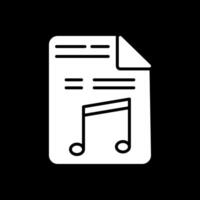 Music File Glyph Inverted Icon Design vector