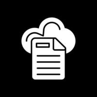 nube datos glifo invertido icono diseño vector