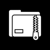 Zip Folder Glyph Inverted Icon Design vector