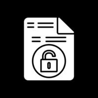 Unsecure File Glyph Inverted Icon Design vector