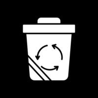 Recycle Bin Glyph Inverted Icon Design vector