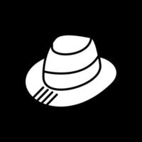 fedora glifo invertido icono diseño vector