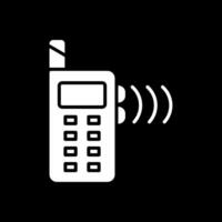 walkie película sonora glifo invertido icono diseño vector