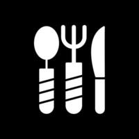 Cocinando utensilios glifo invertido icono diseño vector