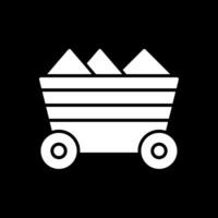 Mining Cart Glyph Inverted Icon Design vector