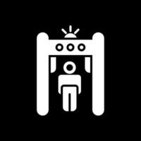 metal detector glifo invertido icono diseño vector