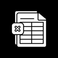 Excel Glyph Inverted Icon Design vector