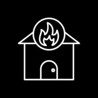 hogar fuego línea invertido icono diseño vector