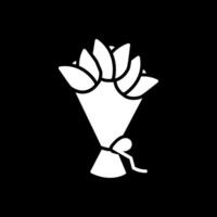 mano ramo de flores glifo invertido icono diseño vector